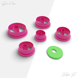 Organic Donuts Polymer Clay Cutter Package, 5 Models, 2 Cutter Version, 5 Sizes Included, No: 868 3d model