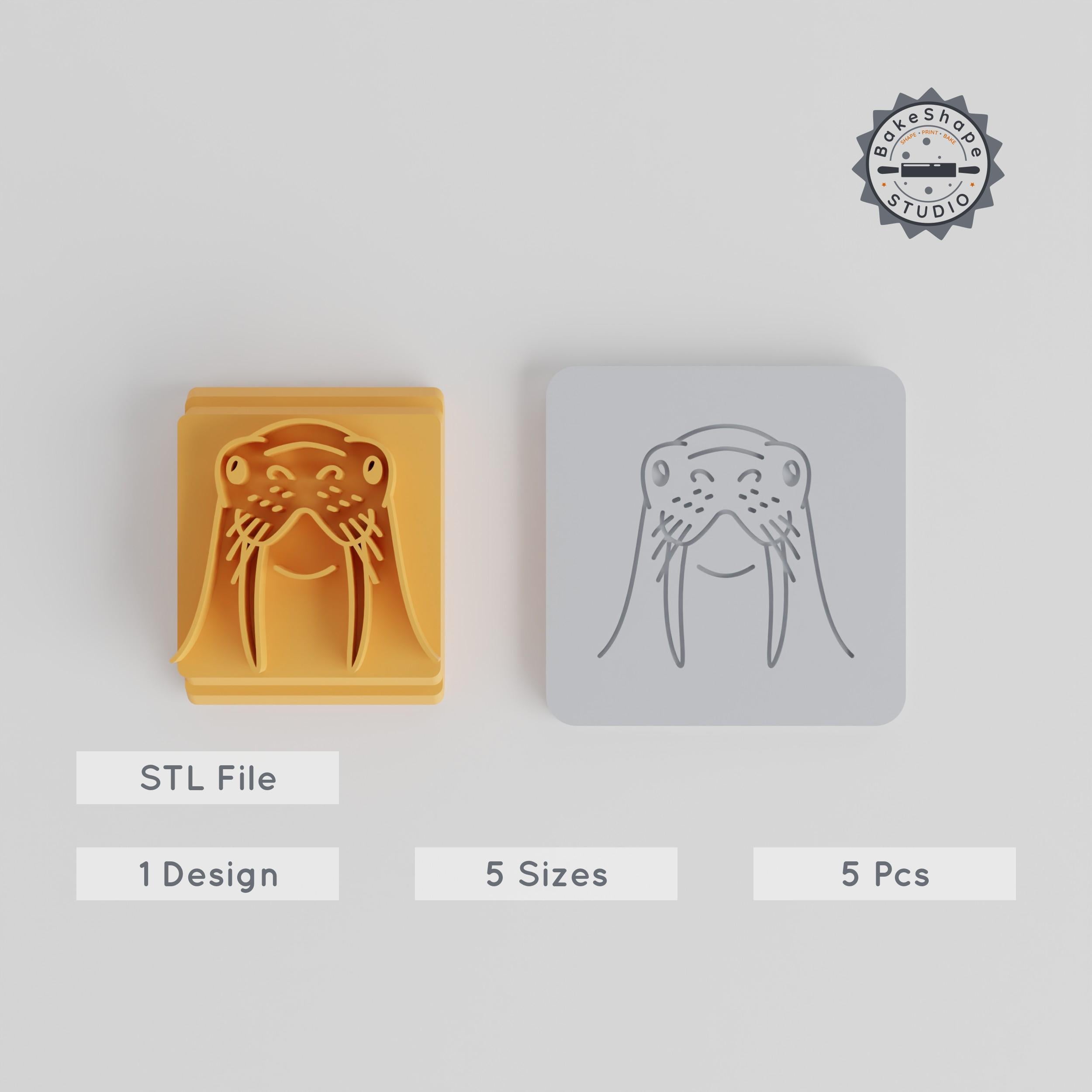 Walrus Stamp Tile Set, Animal Motif, 5 Sizes, Perfect for Clay, Cookies & Fondant, Beach & Wildlife Theme PRODUCT_5633 3d model