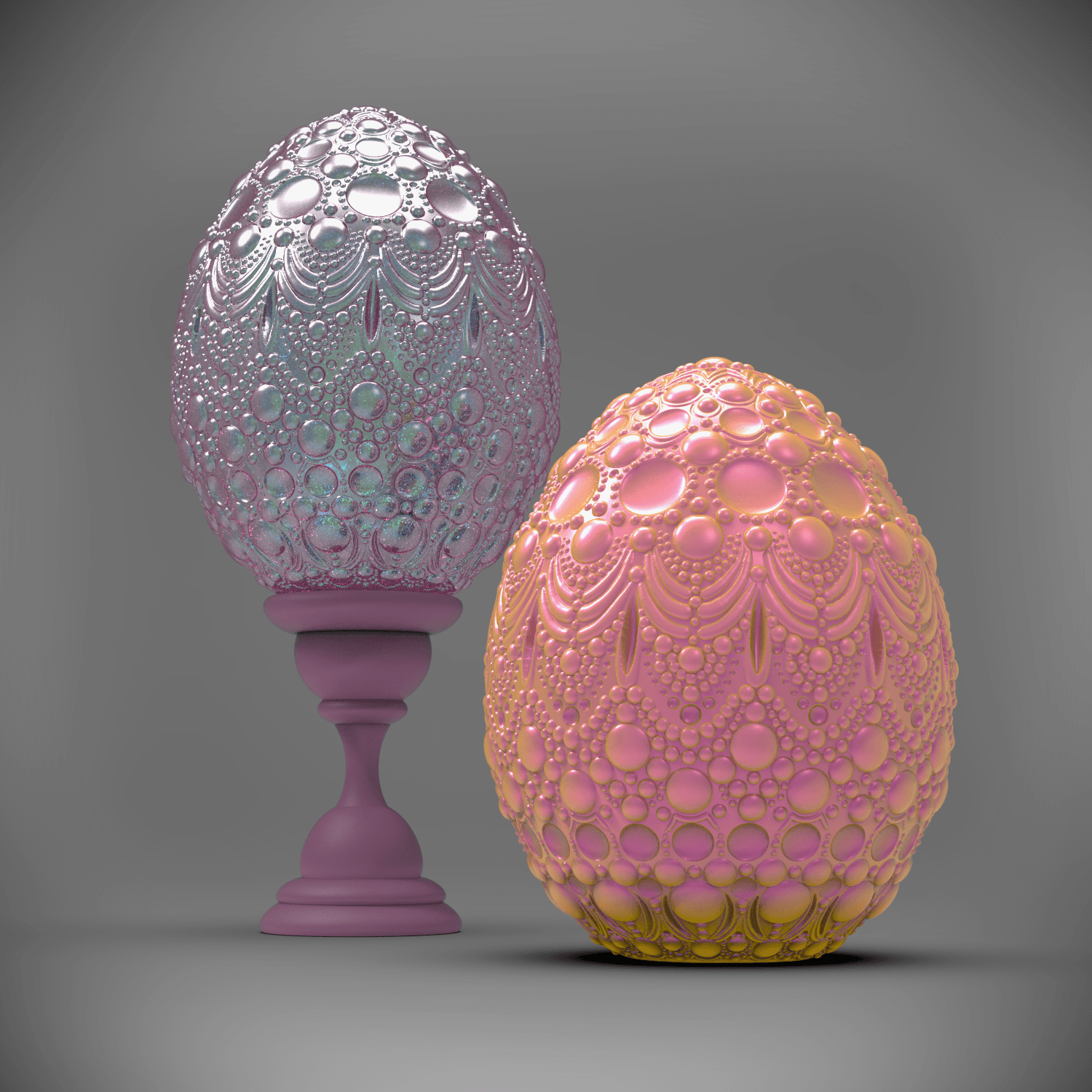 Ornate Dot Art Egg #2 Decor/Container 3d model