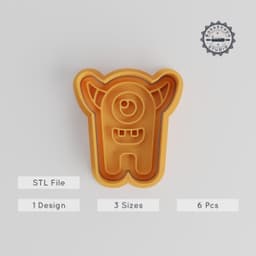Tall Thin Rounded Monster Shape Cutter & Stamp, Cute Monster Cookie & Fondant Tool, Set of 6, Cartoon Creature Baking STL Files PRODUCT_3063 3d model