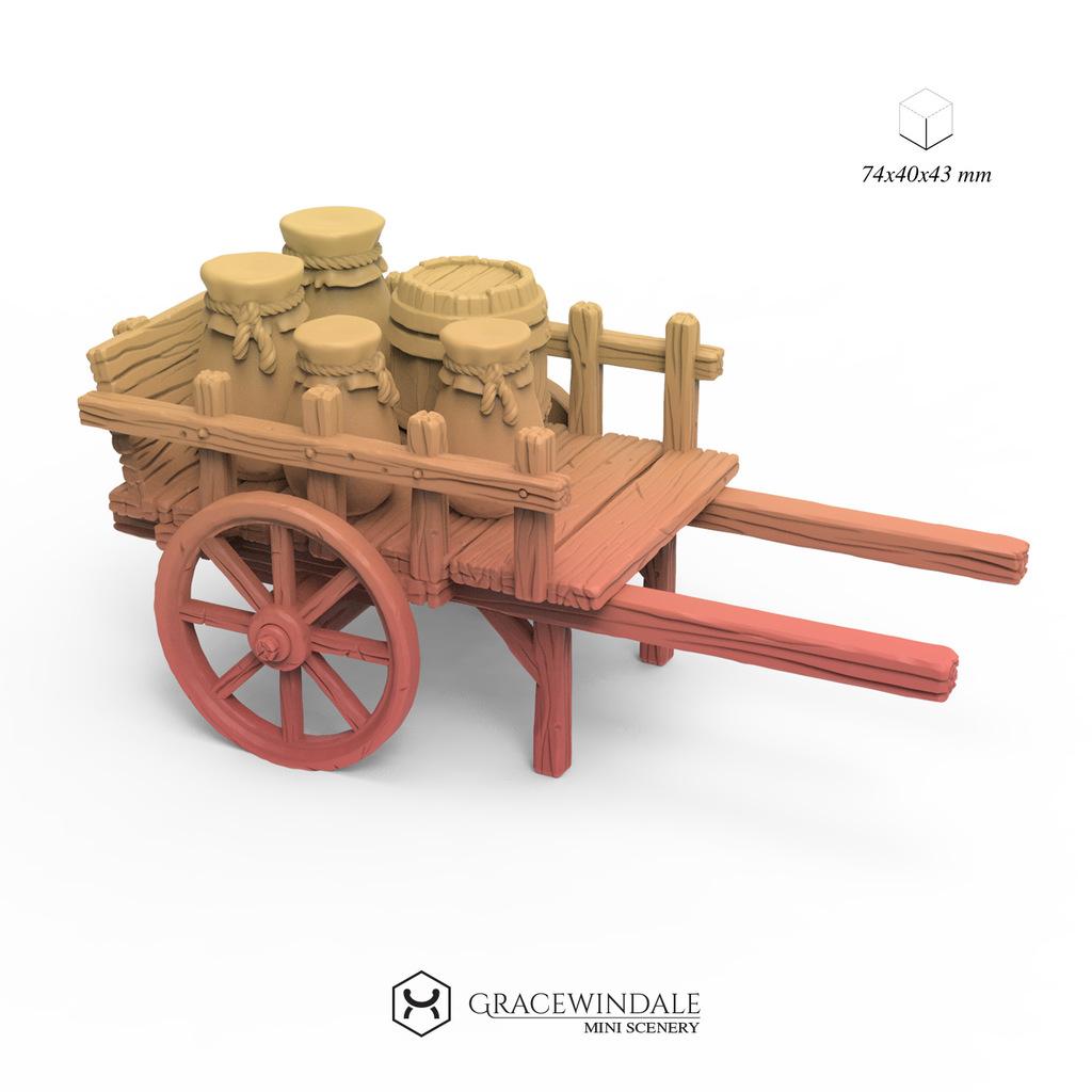 Cart with pots 3d model