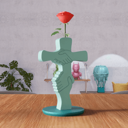 Unity Cross - Handshake Symbol Decorative Vase 3d model