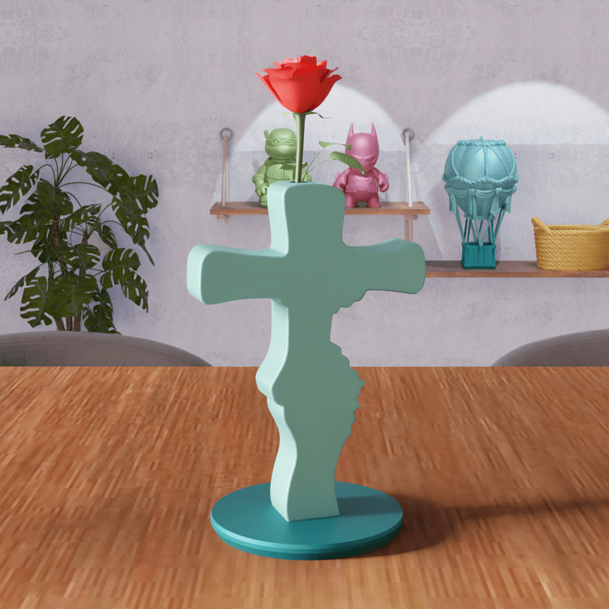 Unity Cross - Handshake Symbol Decorative Vase 3d model