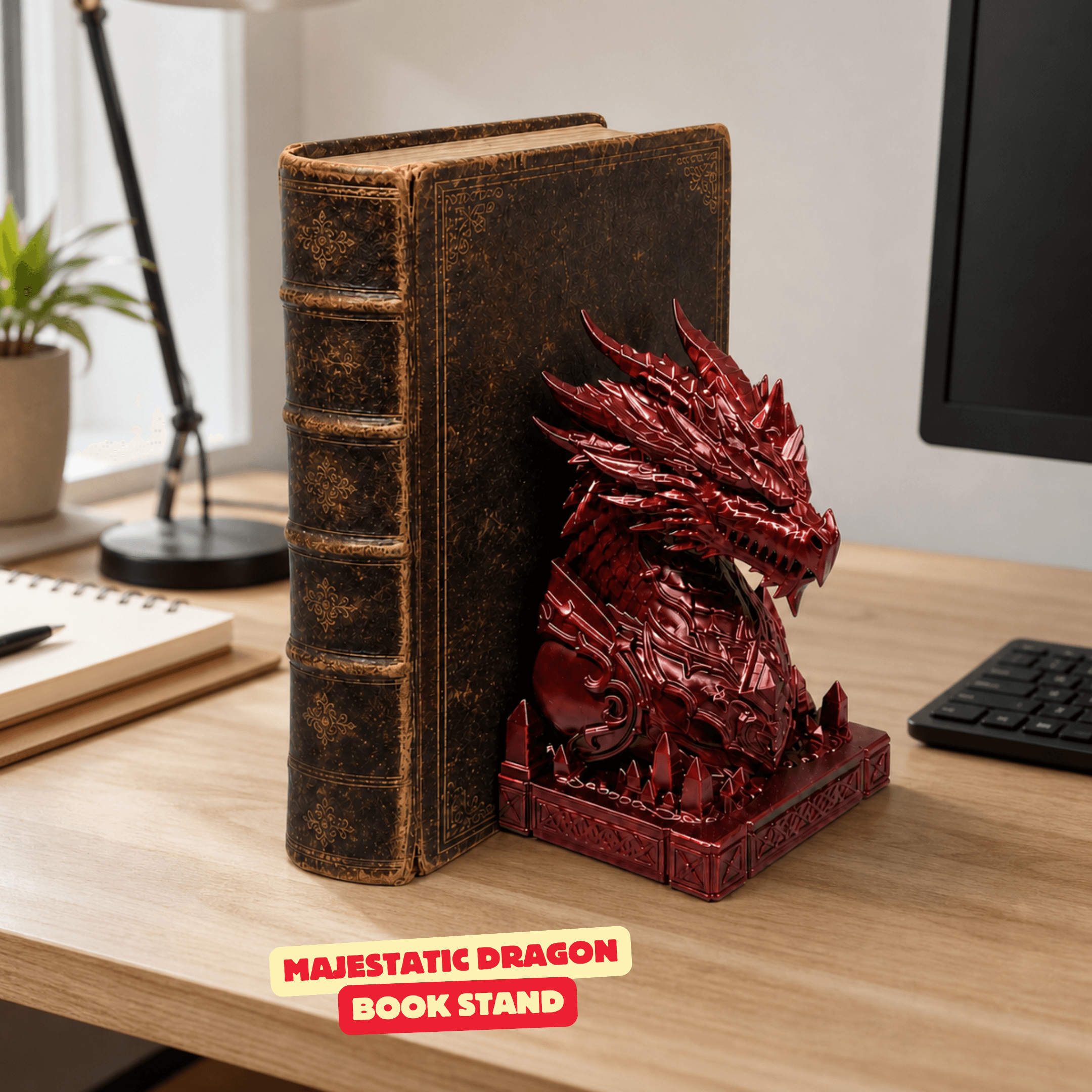 DRAGON BOOK STAND - MAJESTATIC DRAGON / MODERN HOMEDECOR / GOTHIC / DRAGON DECOR / BOOKEND HOLDER 3d model