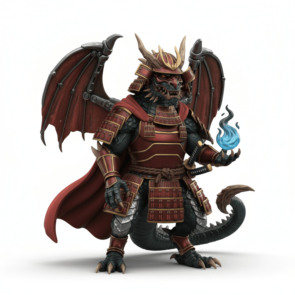 Cute Dragon : Tiny Samurai Dragon Mythical Beast 3d model