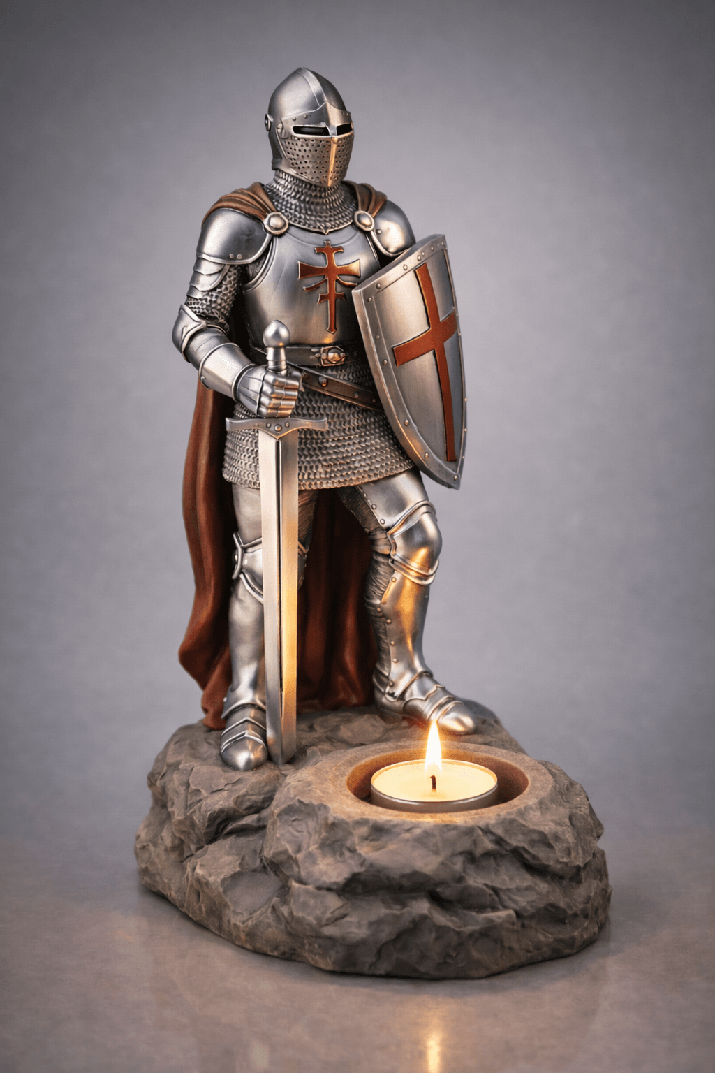 Medieval Knight Tealight Holder STL – Crusader Fantasy Candle Decor 3d model