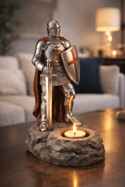 Medieval Knight Tealight Holder STL – Crusader Fantasy Candle Decor 3d model