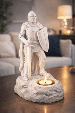 Medieval Knight Tealight Holder STL – Crusader Fantasy Candle Decor 3d model
