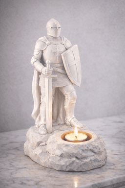 Medieval Knight Tealight Holder STL – Crusader Fantasy Candle Decor 3d model