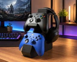 Dual Xbox Controller and Headset Holder 3d model