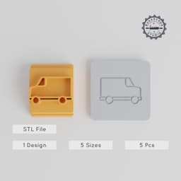 Van Stamp Tile Set, 5 Sizes, For Clay, Cookies & Fondant, Cargo Transport Motif, Perfect For Soft Materials, 20-40 mm PRODUCT_3389 3d model