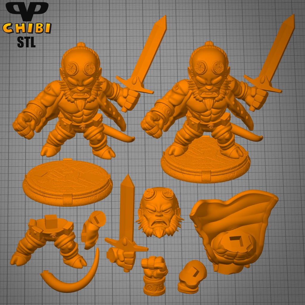 Hellboy Chibi STL for 3D Printing ChibiSTL 3DXM 3d model