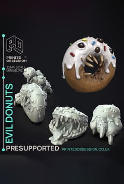 Donut Monster - Possessed Bakery - PRESUPPORTED - Illustrated and Stats - 32mm scale 3d model