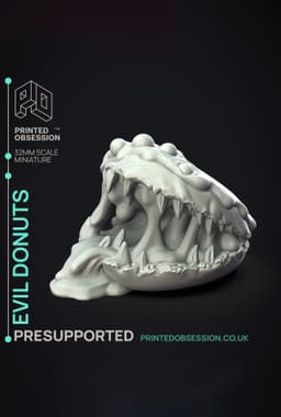 Donut Monster - Possessed Bakery - PRESUPPORTED - Illustrated and Stats - 32mm scale 3d model