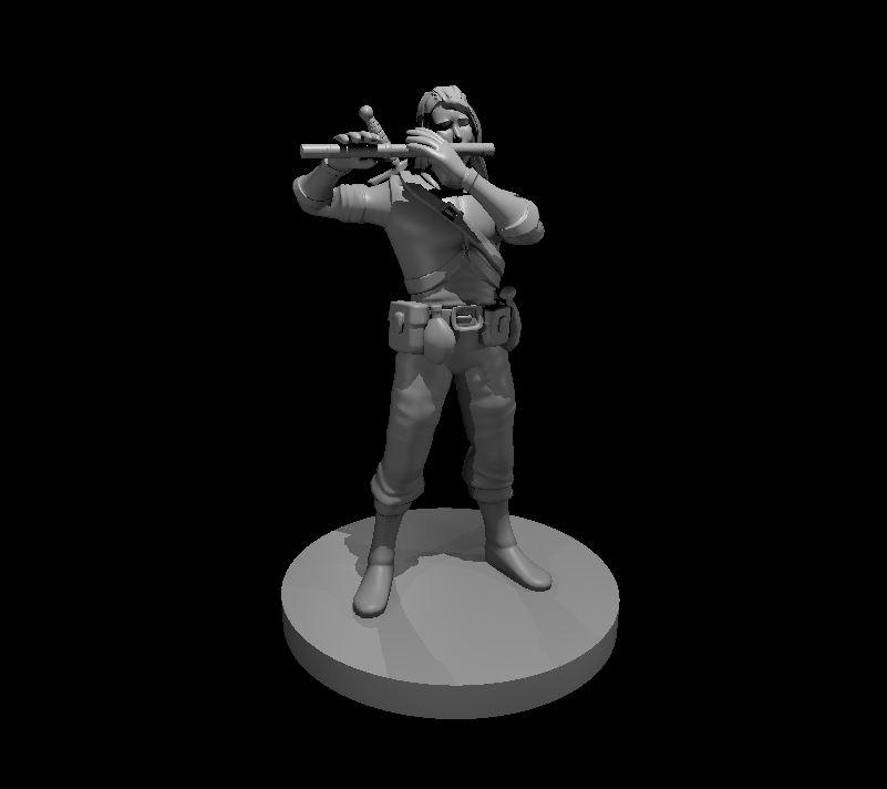 Elven Male Bard with Flute 3d model