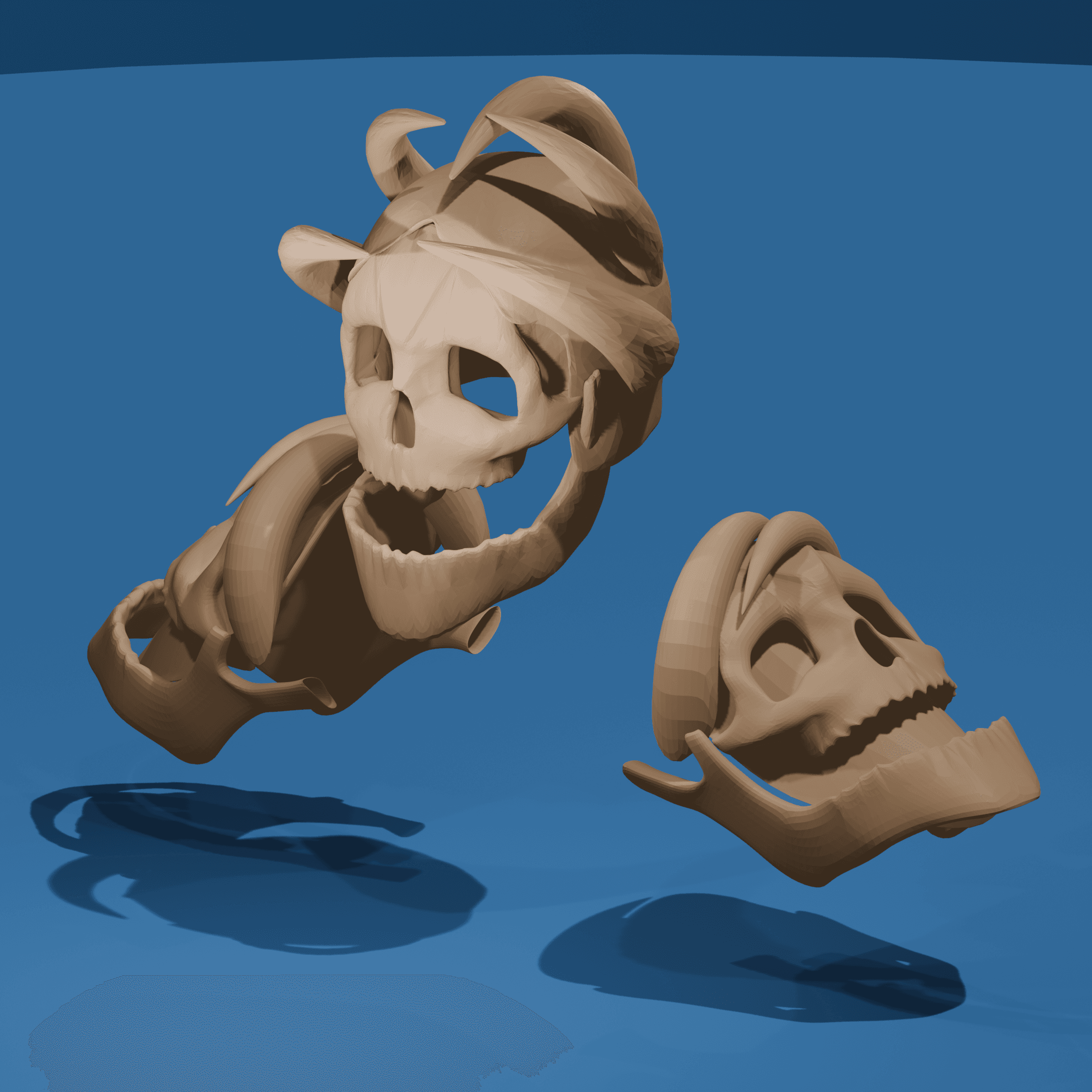 Savage Skull & Horn Head and Shoulder Armor – Fantasy STL Accessory Set 3d model