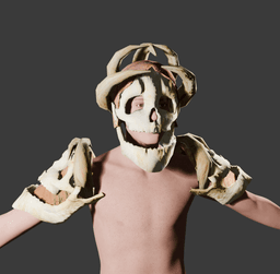 Savage Skull & Horn Head and Shoulder Armor – Fantasy STL Accessory Set 3d model