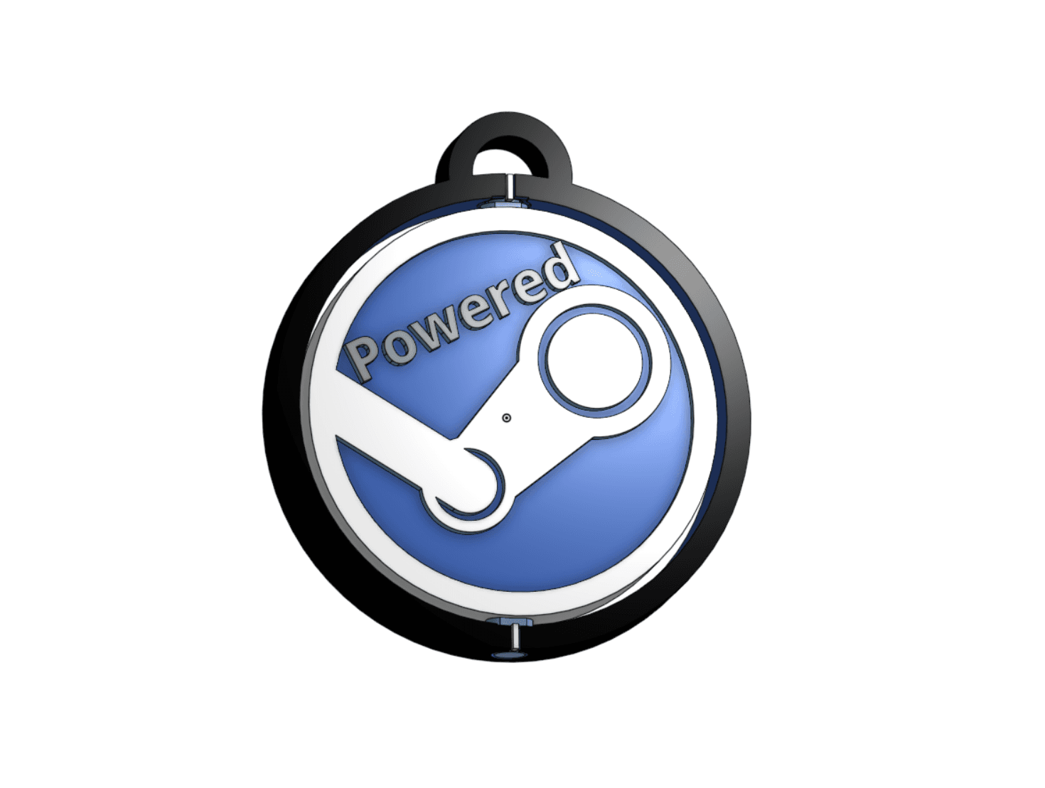 Steam™ logo inspired keychain - rotating round - Print in place 3d model