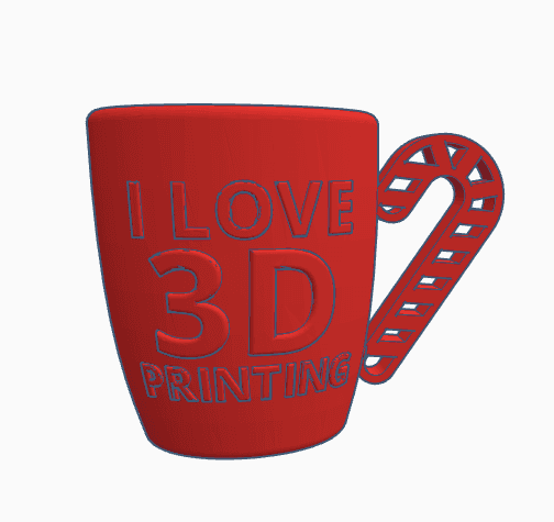 Candy Cane I Love 3D Printing Mug  3d model