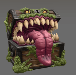 Mimic Treasure Chest Monster STL File for 3D Print 3d model