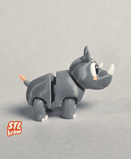 Cute articulated Rhino - Print in place animal 3d model