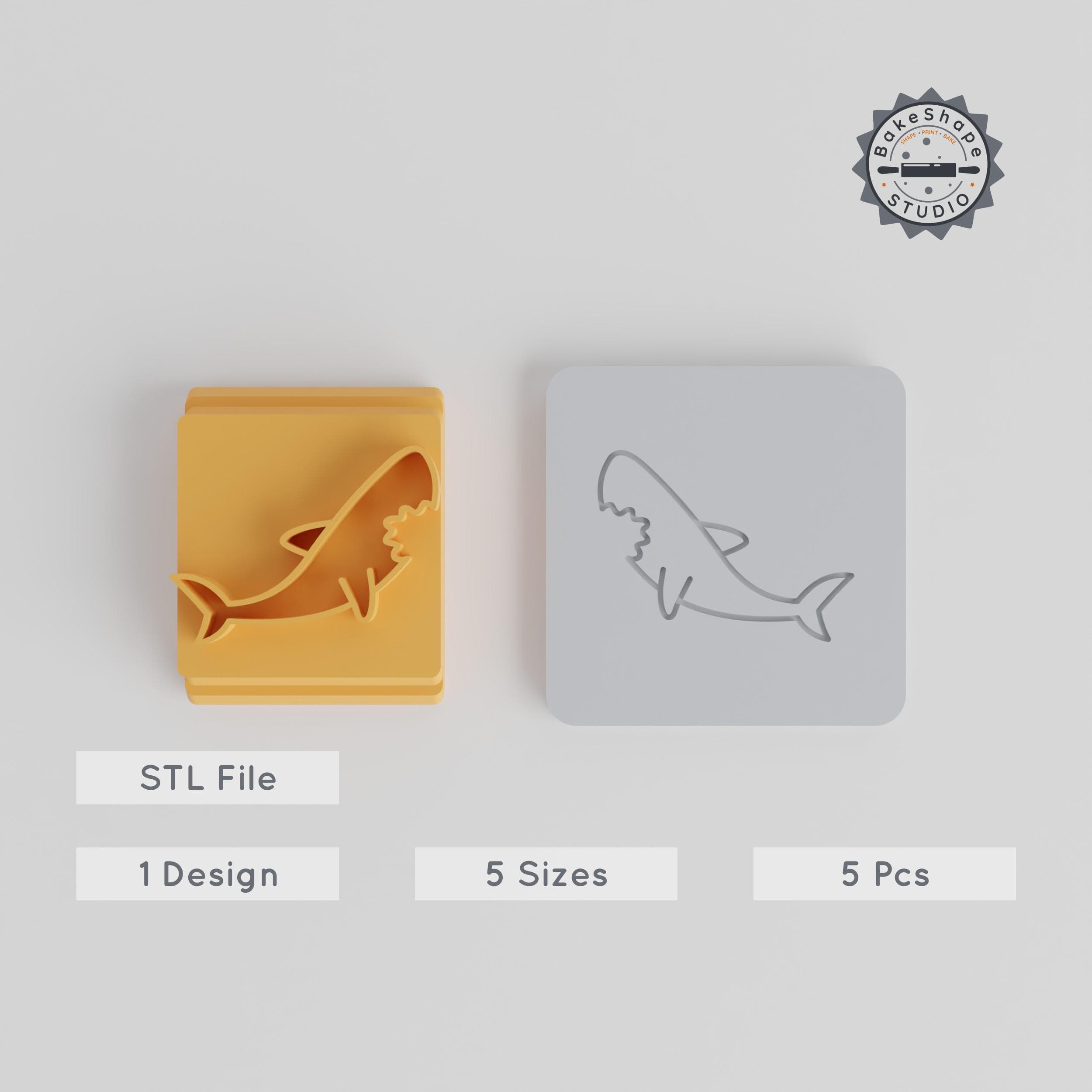 Shark Stamp Tile Set, 5 Sizes 20-40mm, Perfect for Clay, Cookies & Fondant PRODUCT_3736 3d model