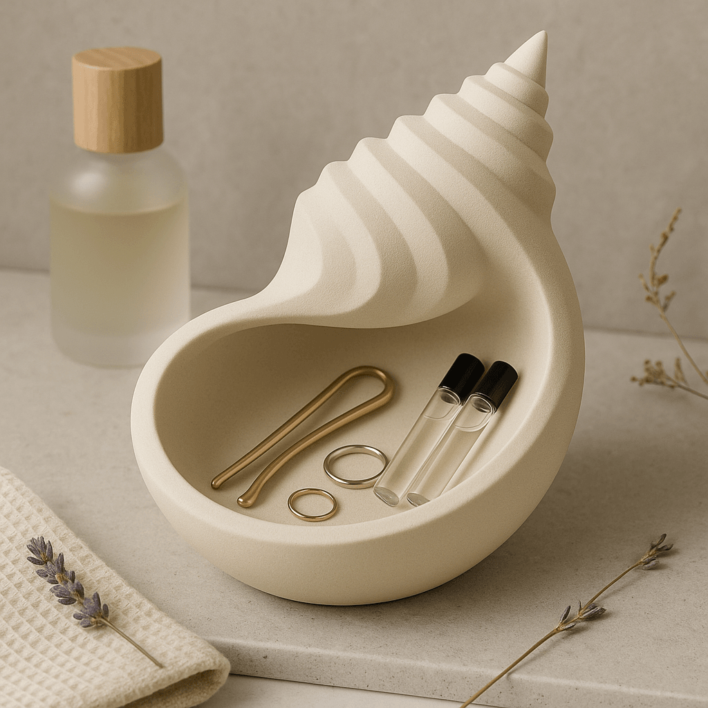 Sculptural Seashell Catch-All Bowl – Modern Coastal 3D Printed Decor & Jewelry Holder 3d model