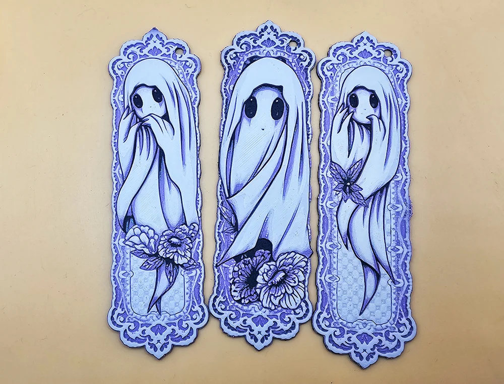 Set of 3 Ghost Bookmarks - Hueforge - 4 colors 3d model