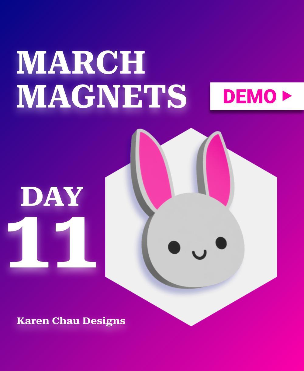 March Magnets - Day 11 #marchmagnets | Kawaii Bunny (w/ optional magnet hole) | Cute Easter Bunny 3d model