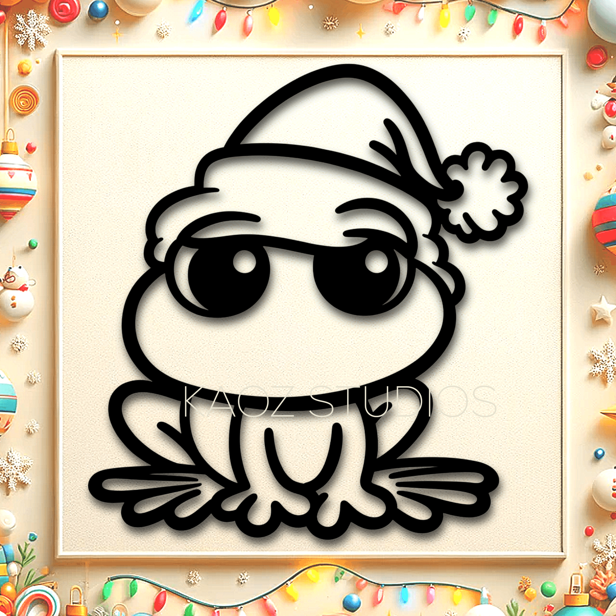 Santa Frog wall art christmas decoration wall decor 2d art 3d model