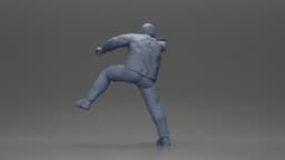 Hooded gangster man sits on motorcycle aiming a pistol with determination 3d model