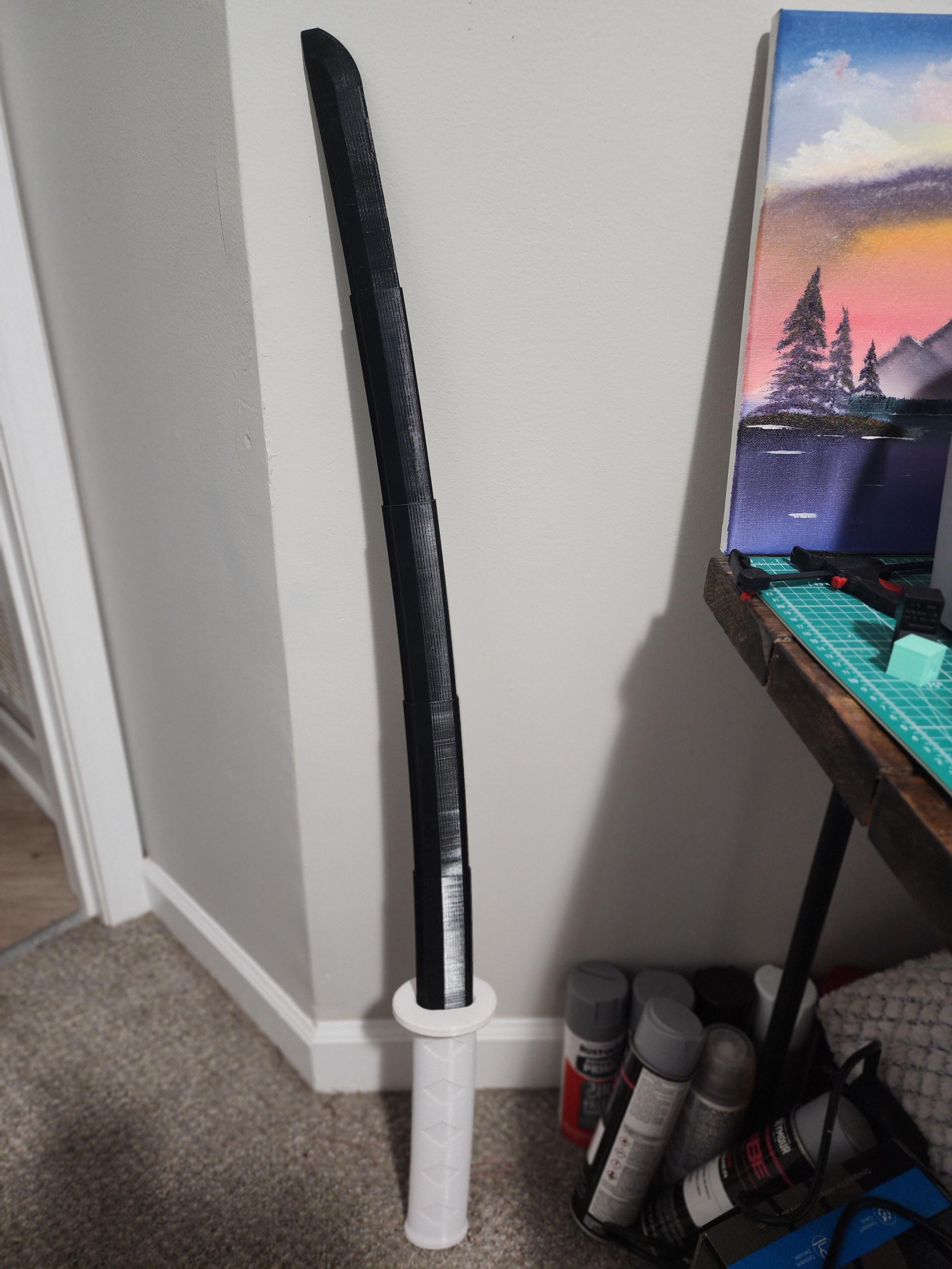 Collapsing Katana with Curved Blade - 150% scale, PETG blade. - 3d model