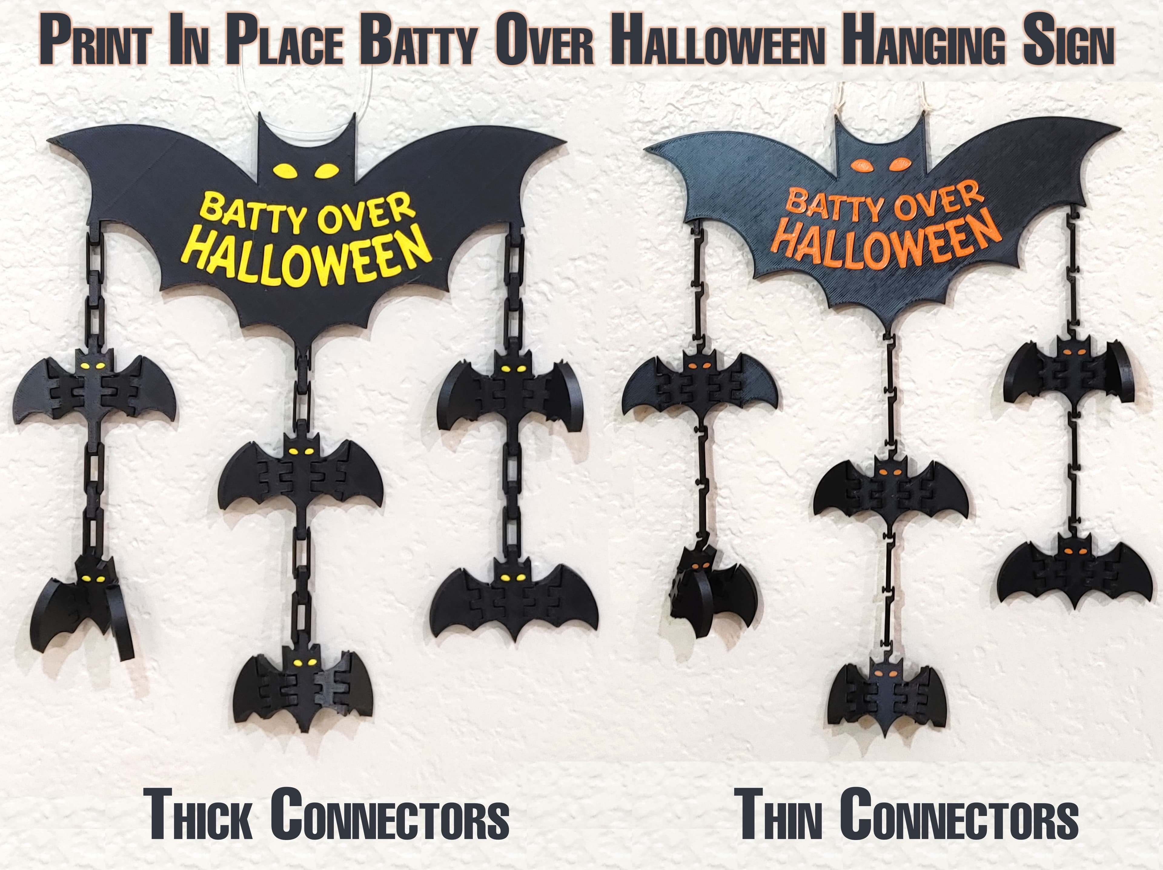 Batty Over Halloween Print in Place Hanging Bat Decoration 3d model