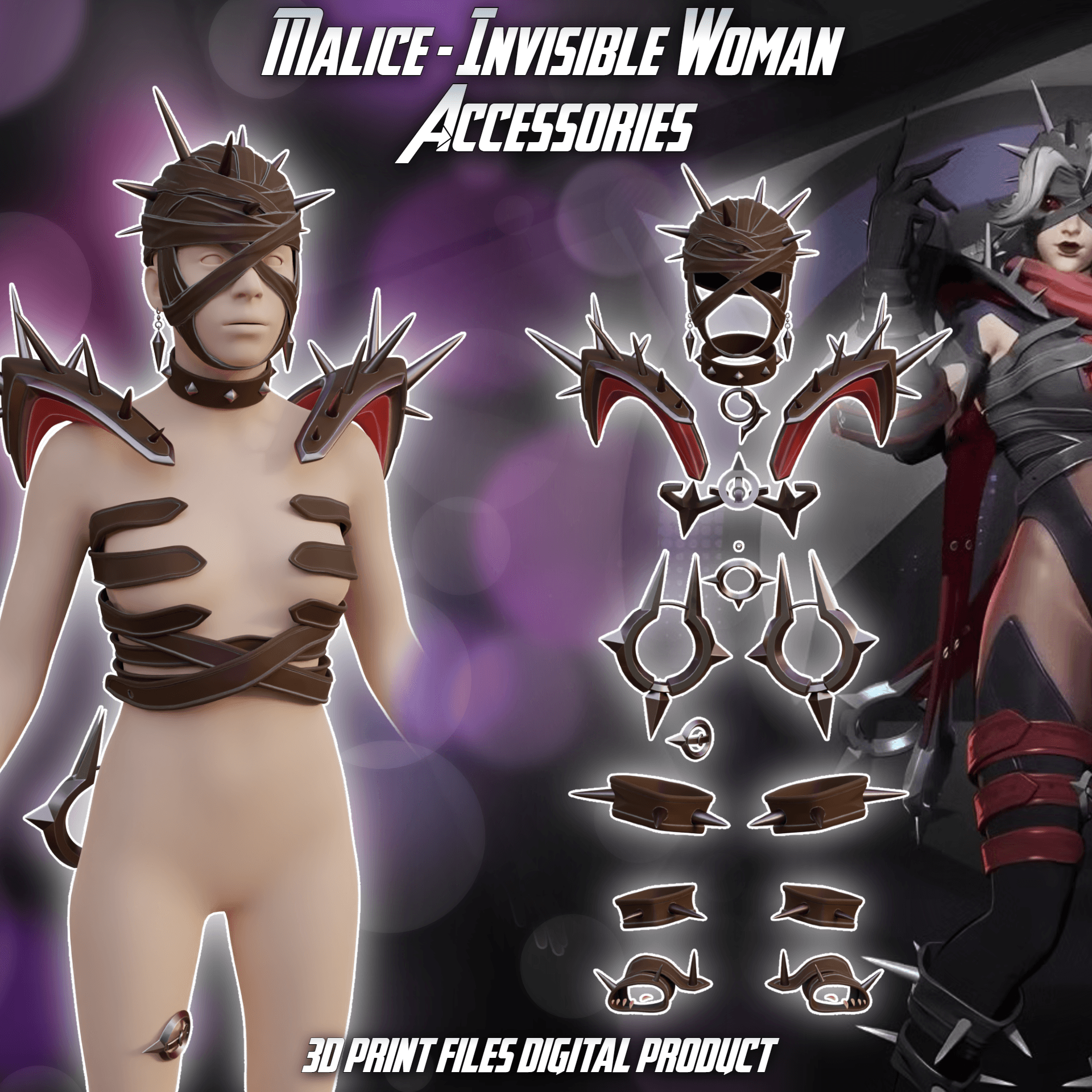 Invisible Woman Malice Skin Cosplay Accessories Marvel Rivals 3d model