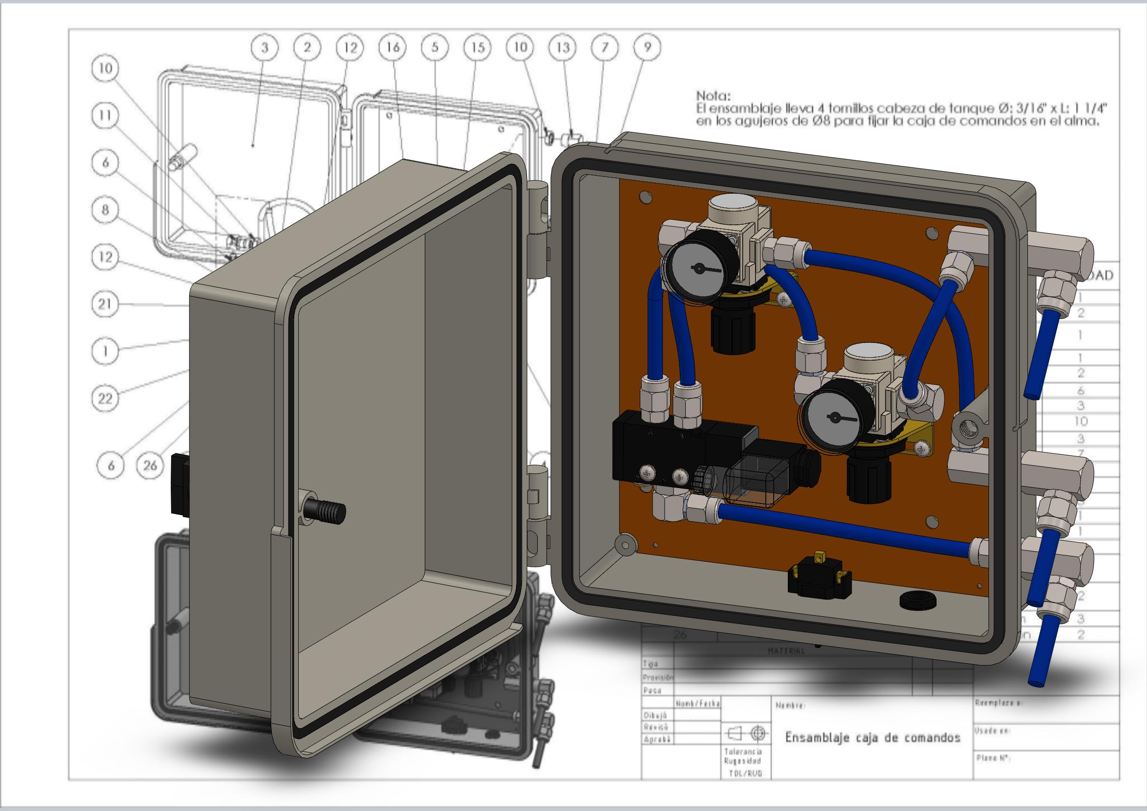 Pneumatic Command Box (Caja de Comandos Neumáticos) 3d model