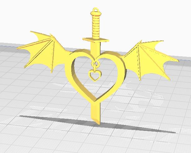Dragon winged heart pendent 3d model