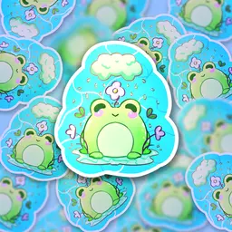 Succulent TippyFoot Friends + Market Stand & Rain Frog Sticker PNG 3d model