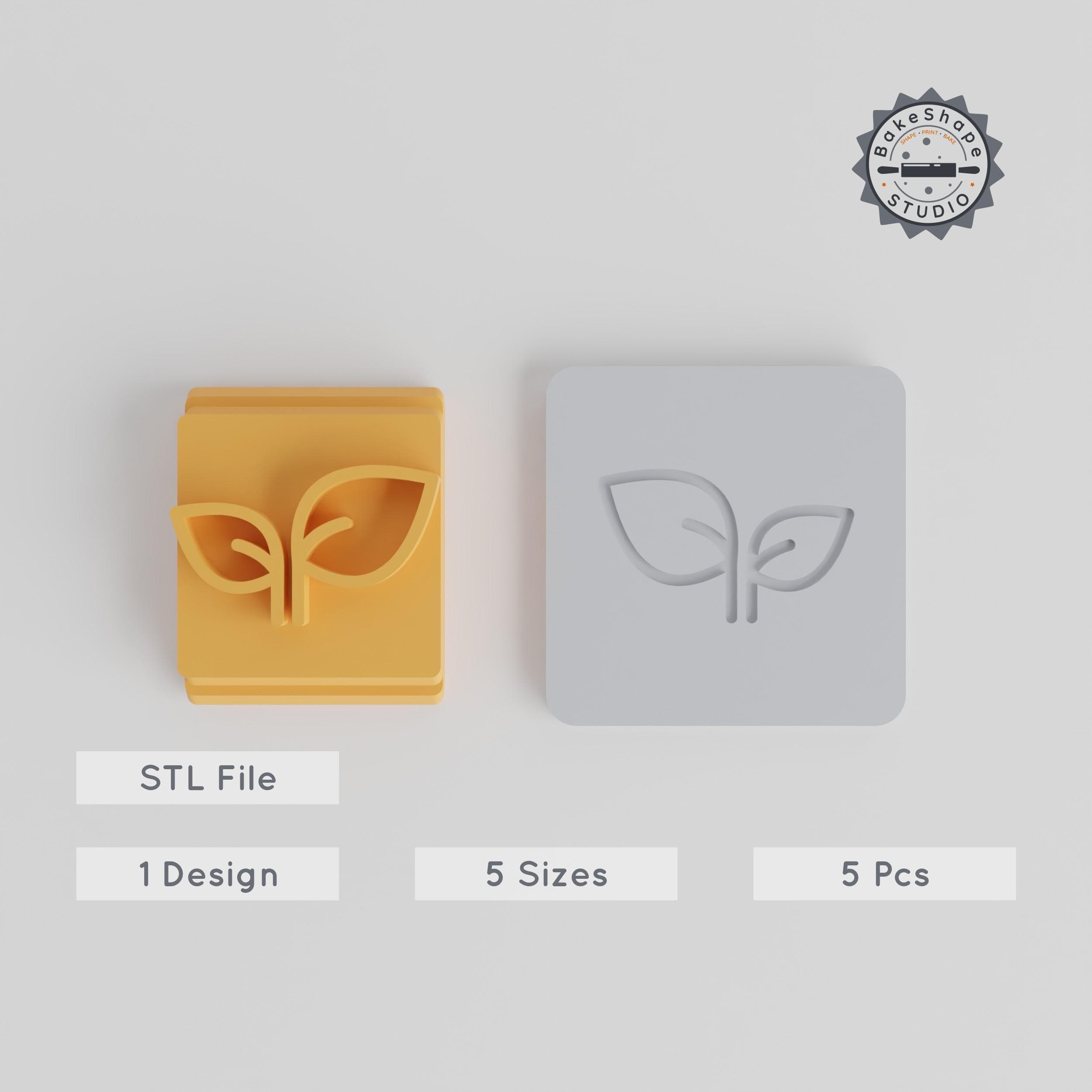 Leaf Stamp Tile Set, 5 Sizes: 20-40mm, Perfect for Clay, Cookies & Fondant, Nature Motif for Soft Materials PRODUCT_4989 3d model
