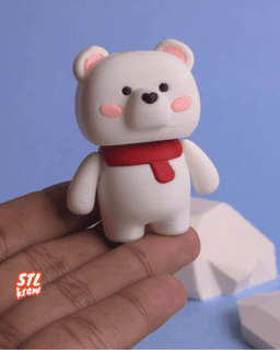 Cute articulated polar bear Christmas collectible figurine 3d model