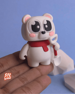 Cute articulated polar bear Christmas collectible figurine 3d model
