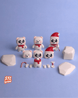 Cute articulated polar bear Christmas collectible figurine 3d model