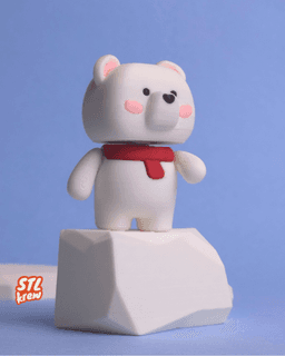 Cute articulated polar bear Christmas collectible figurine 3d model