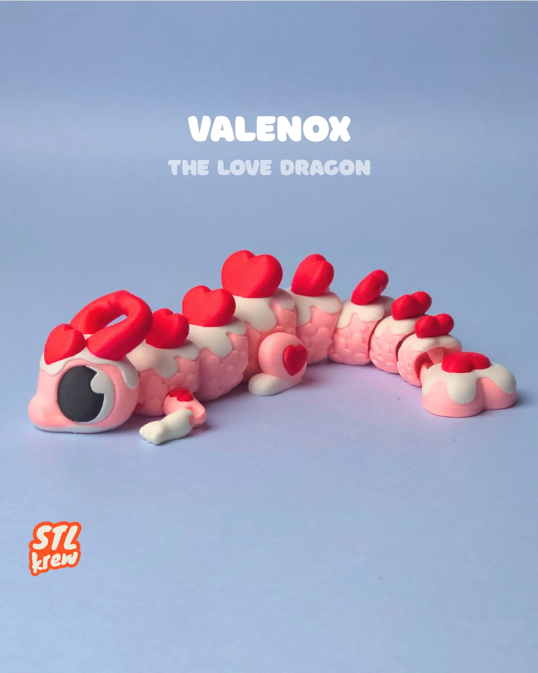 Articulated Dragon Valentine edition - Heart dragon Valenox 3d model