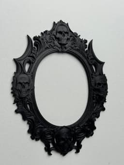 Gothic Skull Moon Oval Frame Goth Wall Frame Dark Baroque Decor 3d model