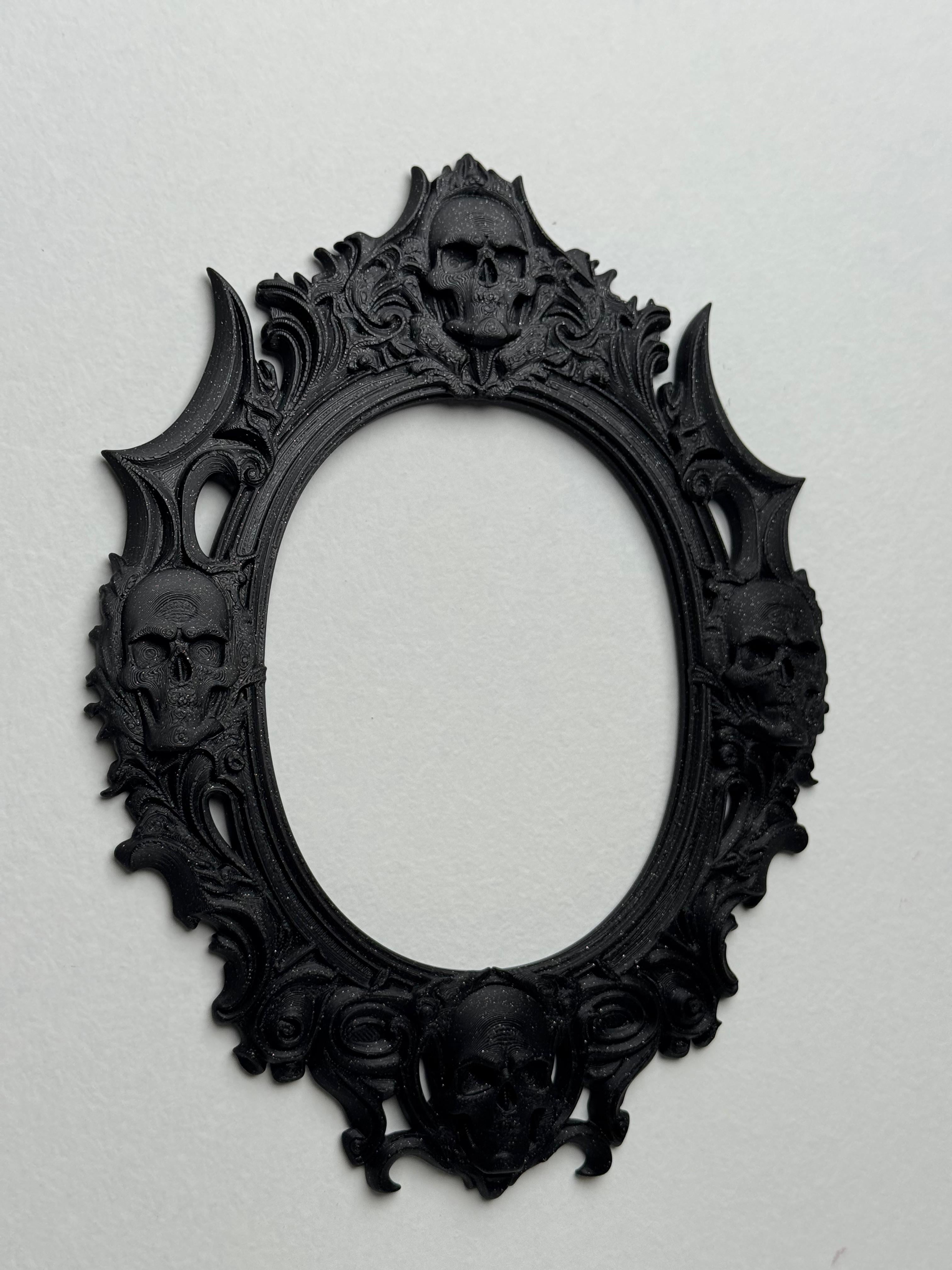 Gothic Skull Moon Oval Frame Goth Wall Frame Dark Baroque Decor 3d model