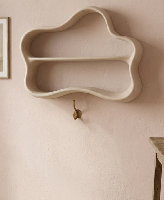 Loop Wall Shelf STL , Modern Organic Floating Shelf , Wavy Minimalist Wall Decor 3d model