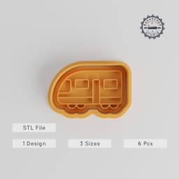 Electric Train Shape Cutter & Stamp, Cookie & Fondant Design, S/M/L Sizes, 6-Piece Baking Set PRODUCT_3215 3d model