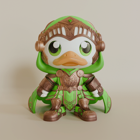 medieval green duck warrior 3d model