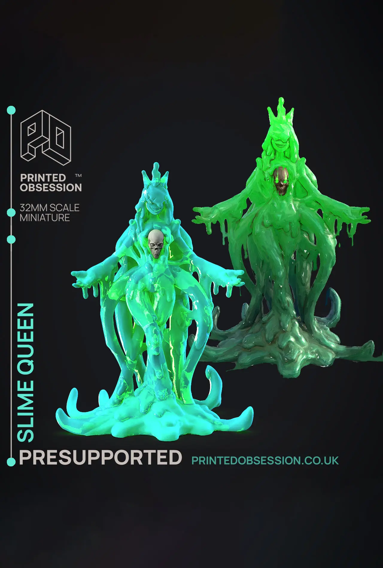 Slime Queen - The Gelatinous Queen - PRESUPPORTED - Illustrated and Stats - 32mm scale 3d model