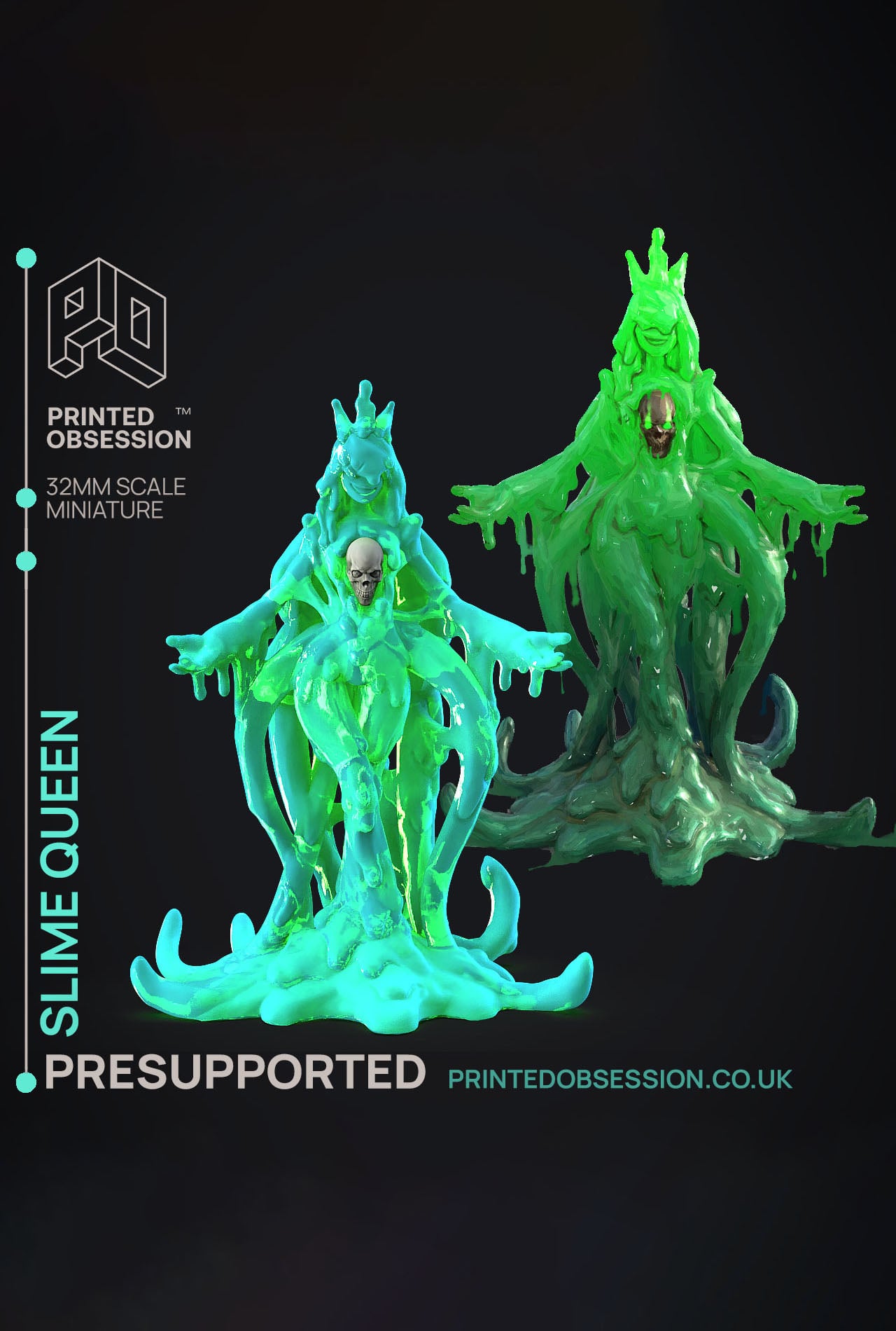 Slime Queen - The Gelatinous Queen - PRESUPPORTED - Illustrated and Stats - 32mm scale 3d model